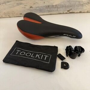 Fuji Bicycle Saddle Seat Black Orange W Clamp Mount Hardware‎ Toolkit Bag